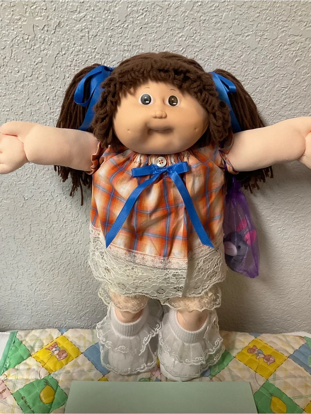 VTG Cabbage Patch Kid Girl Brown Hair Brown Eyes KT Factory Head Mold #5 1988